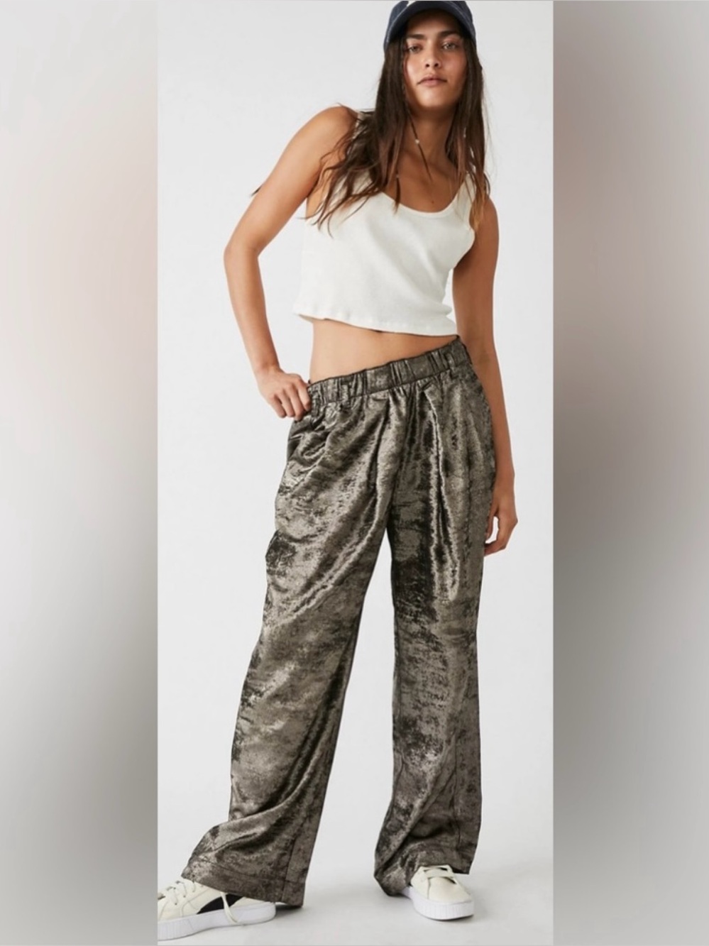 Free People Hi-Fi metallic pants